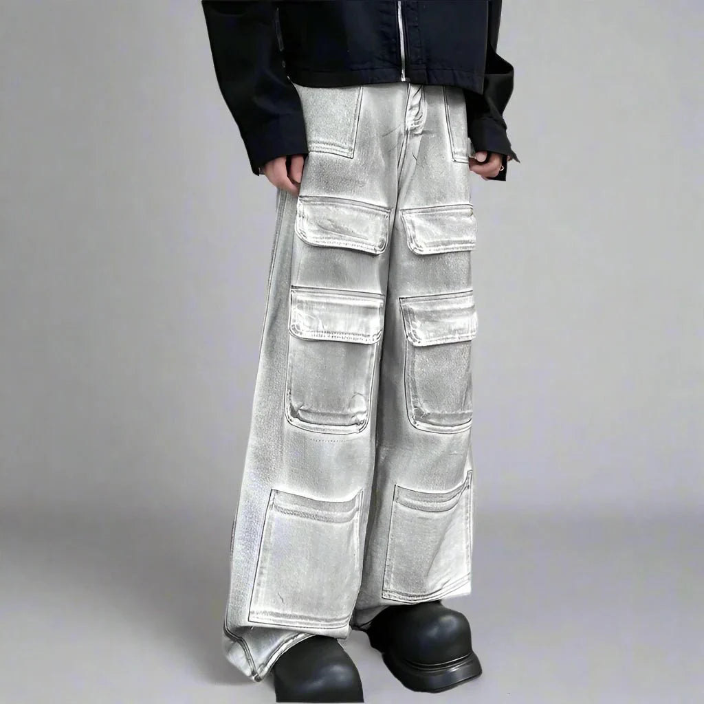 Washed Baggy Cargo Jeans - Strada Fashion