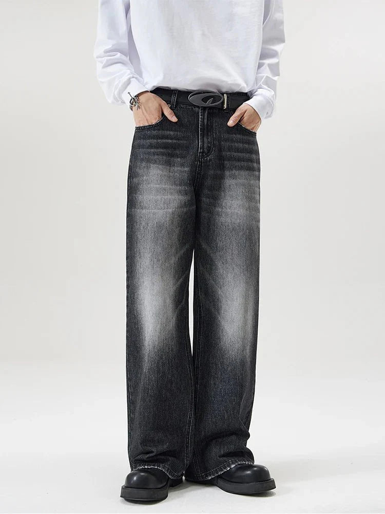 Washed Baggy Straight Jeans - Strada Fashion