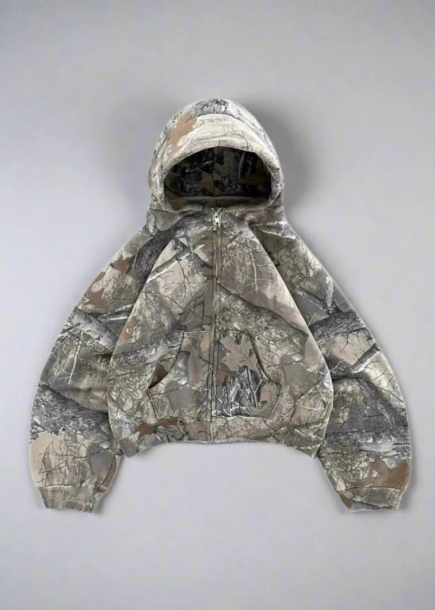 Y2K Retro Zipper Hoodie - Camouflage - Strada Fashion
